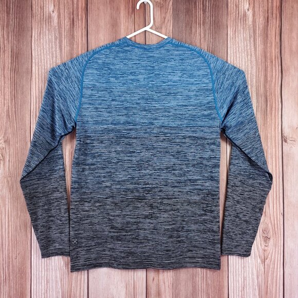 Lululemon Mens XL Metal Vent Tech Long Sleeve Shirt Blue Black Striped Athletic - Picture 2 of 11